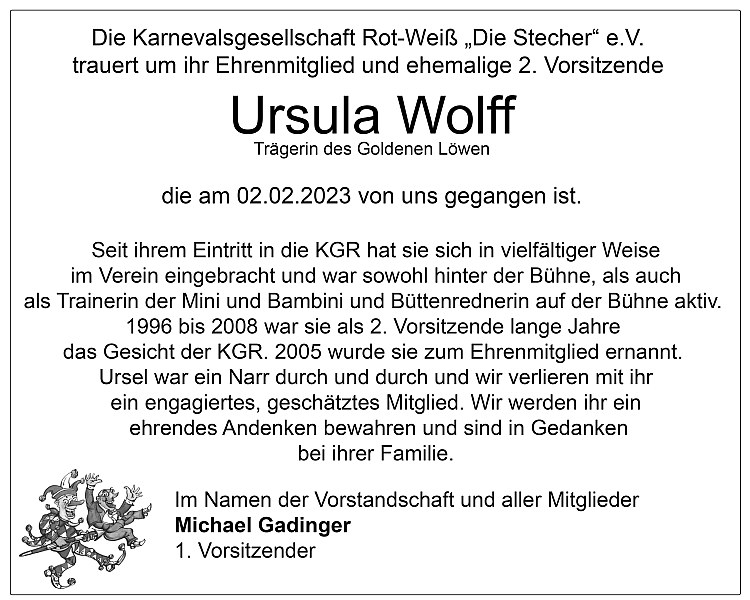 nachruf ursula wolff